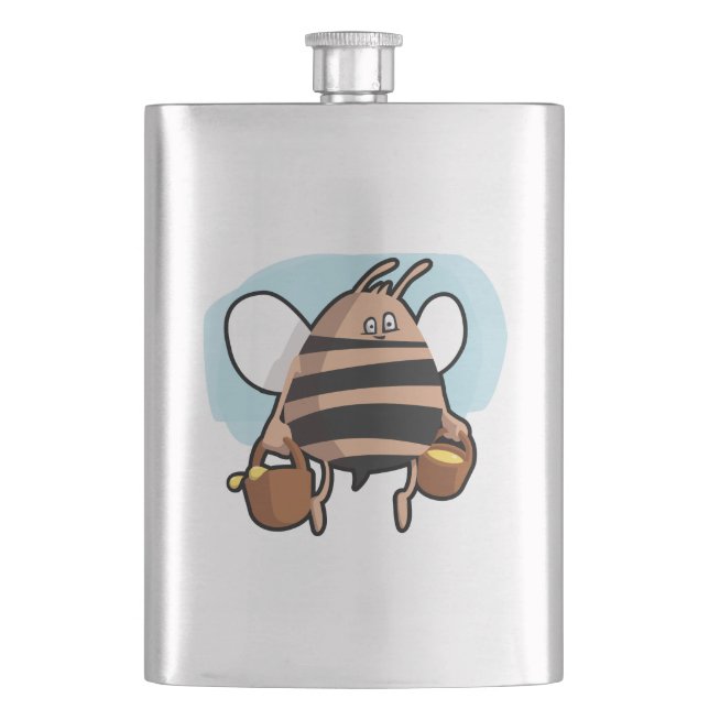 Bee cartoon hip flask (Front)