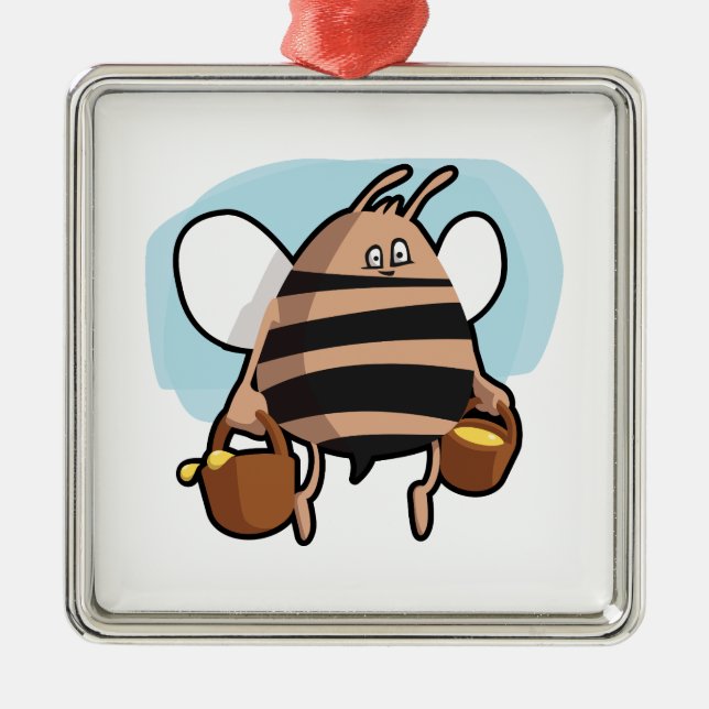 Bee cartoon metal tree decoration (Front)