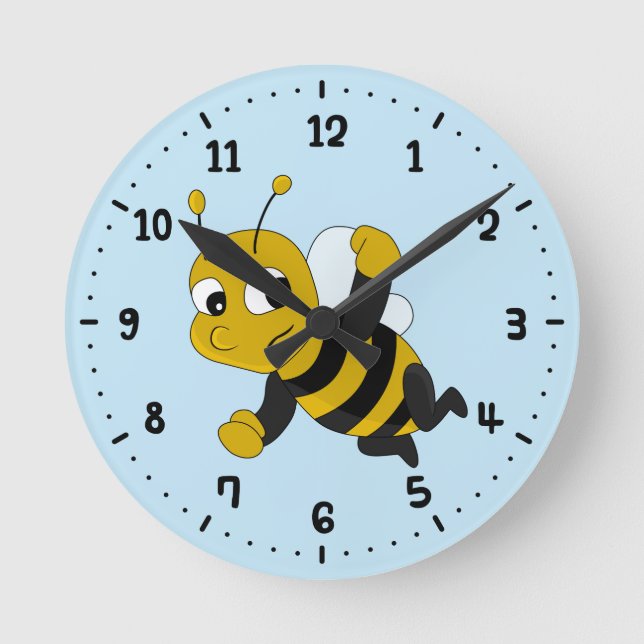Bee cartoon round clock (Front)