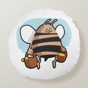 Bee cartoon round cushion