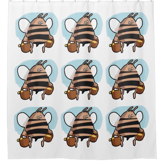 Bee cartoon shower curtain (Front)