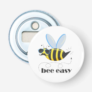 Bee character with moustache sunglasses Bee Easy Bottle Opener