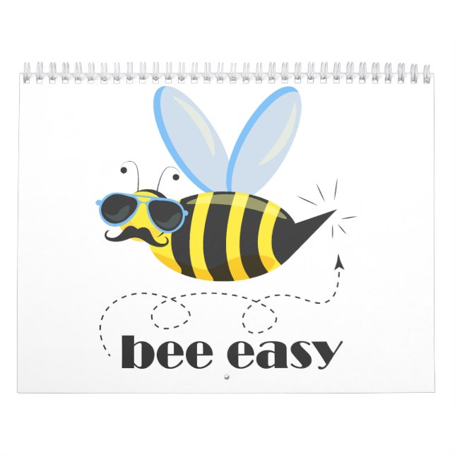 Bee character with moustache sunglasses Bee Easy Calendar (Cover)