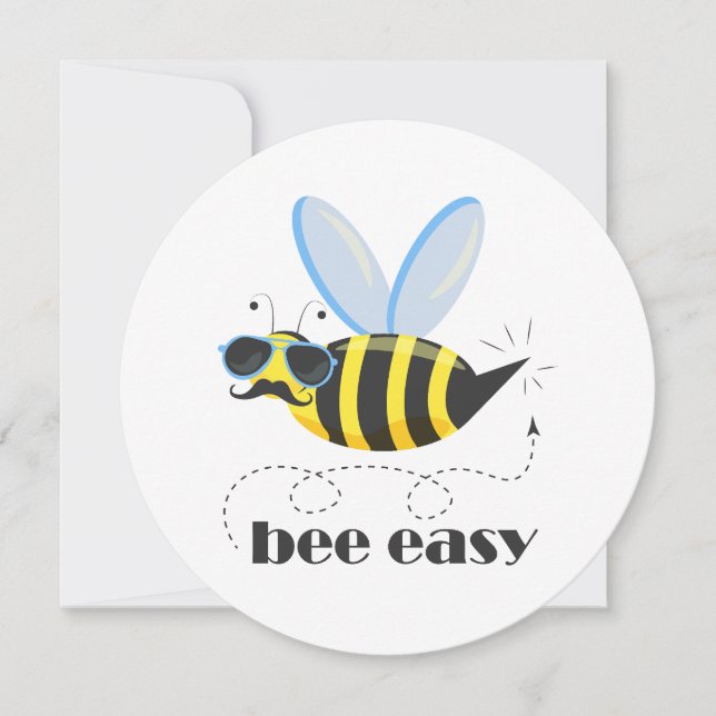 Bee character with moustache sunglasses Bee Easy Card (Front)