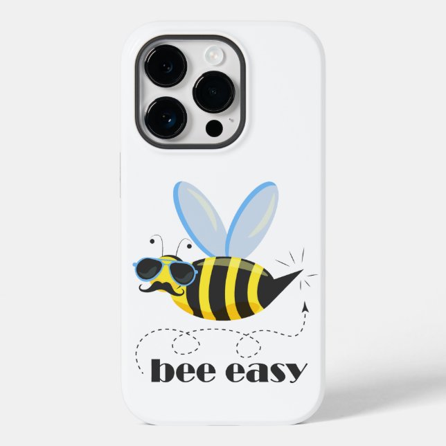 Bee character with moustache sunglasses Bee Easy Case-Mate iPhone Case (Back)