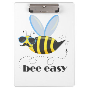 Bee character with moustache sunglasses Bee Easy Clipboard