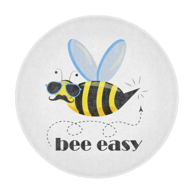 Bee character with moustache sunglasses Bee Easy Cutting Board (Front)
