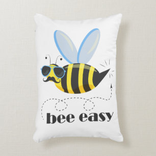 Bee character with moustache sunglasses Bee Easy Decorative Cushion