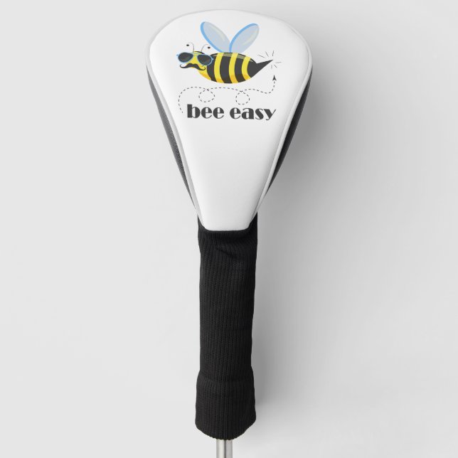 Bee character with moustache sunglasses Bee Easy Golf Head Cover (Front)