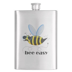 Bee character with moustache sunglasses Bee Easy Hip Flask
