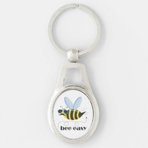 Bee character with moustache sunglasses Bee Easy Key Ring