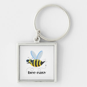 Bee character with moustache sunglasses Bee Easy Key Ring