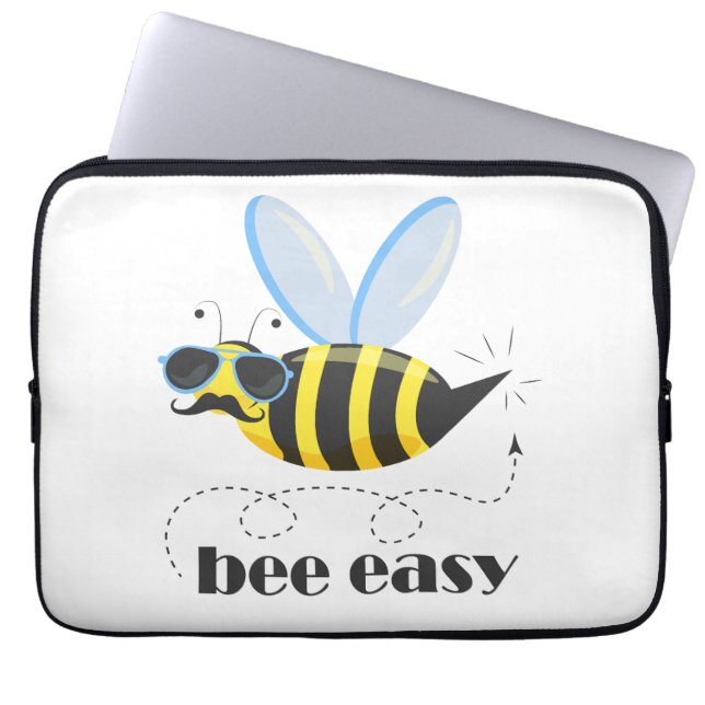 Bee character with moustache sunglasses Bee Easy Laptop Sleeve (Front)