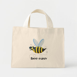 Bee character with moustache sunglasses Bee Easy Mini Tote Bag