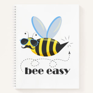 Bee character with moustache sunglasses Bee Easy Notebook