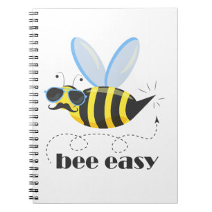 Bee character with moustache sunglasses Bee Easy Notebook