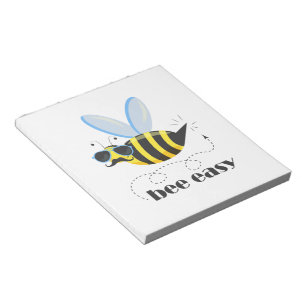 Bee character with moustache sunglasses Bee Easy Notepad