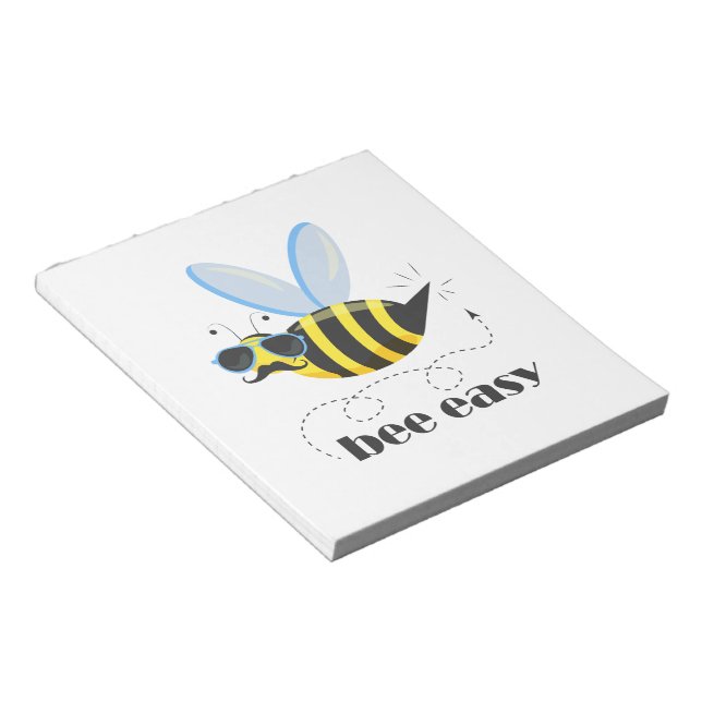 Bee character with moustache sunglasses Bee Easy Notepad (Angled)