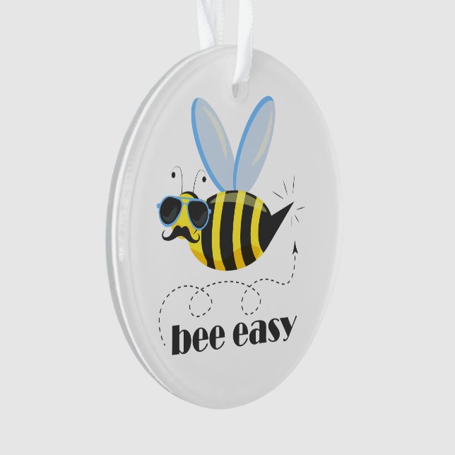 Bee character with moustache sunglasses Bee Easy Ornament (Front)