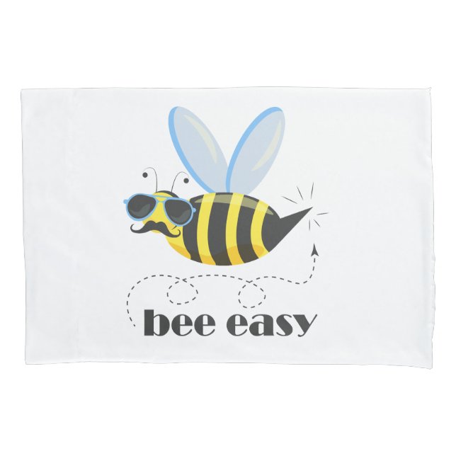 Bee character with moustache sunglasses Bee Easy Pillowcase (Front-Left)