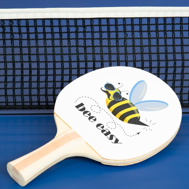 Bee character with moustache sunglasses Bee Easy Ping Pong Paddle (Insitu)