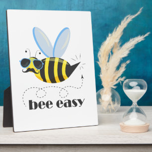 Bee character with moustache sunglasses Bee Easy Plaque