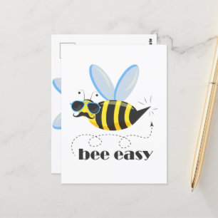 Bee character with moustache sunglasses Bee Easy Postcard