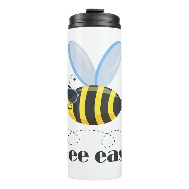 Bee character with moustache sunglasses Bee Easy Thermal Tumbler (Front)