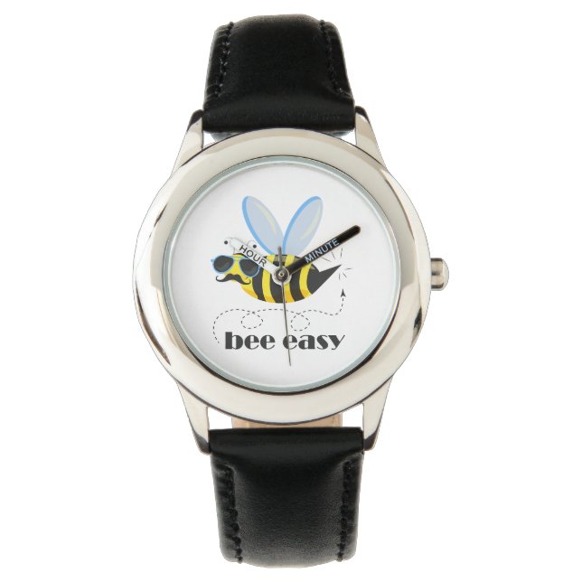 Bee character with moustache sunglasses Bee Easy Watch (Front)