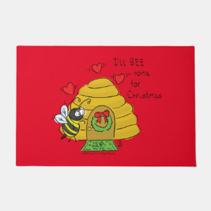 Bee Christmas Cartoon Doormat