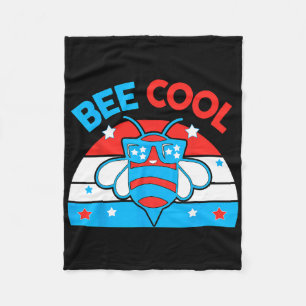 Bee Cool 4th July Red White Blue American Boy Usa Fleece Blanket
