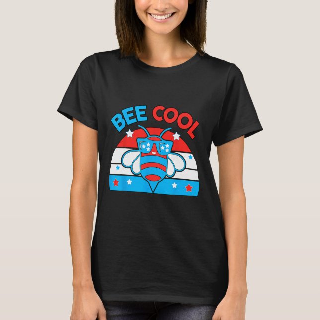 Bee Cool 4th July Red White Blue American Boy Usa  T-Shirt (Front)