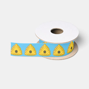 Bee Cool Bee Hive Pattern Satin Ribbon
