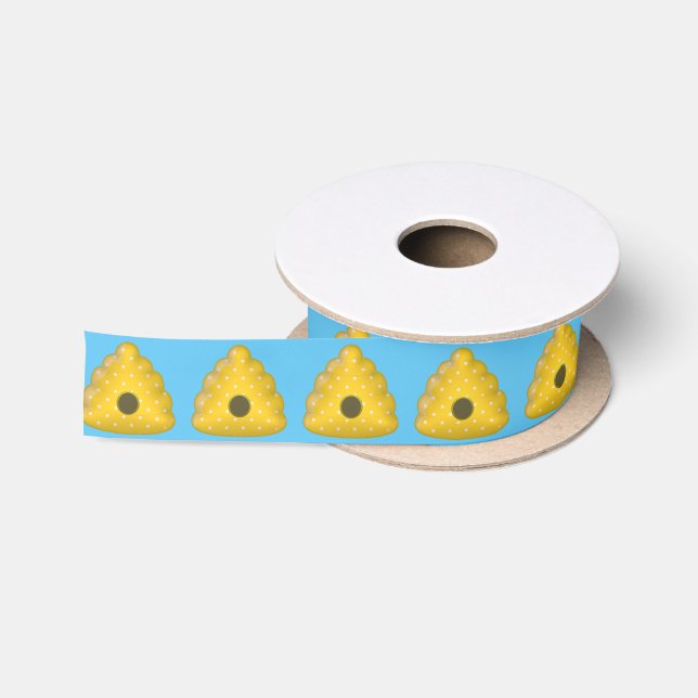 Bee Cool Bee Hive Pattern Satin Ribbon (Spool)