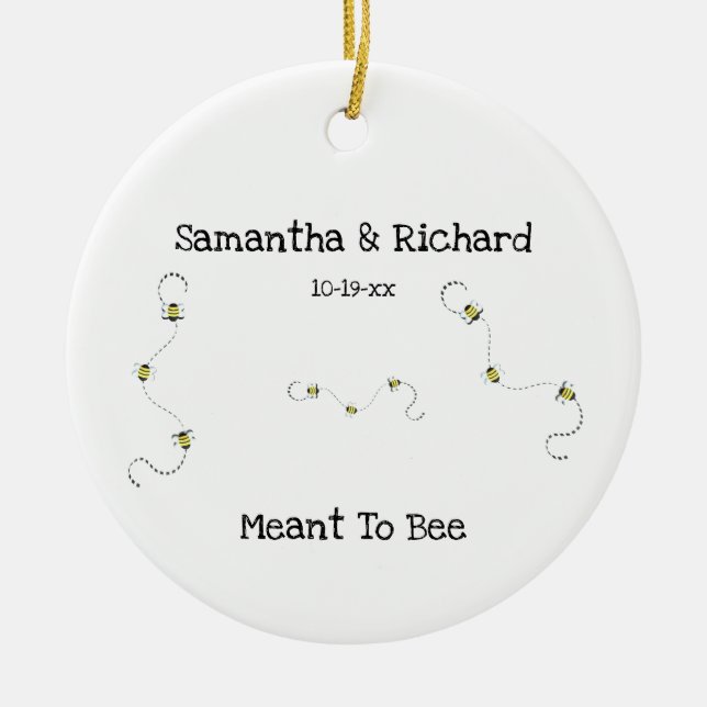 Bee Cool Customisable Text Meant To Bee Ceramic Ornament (Front)