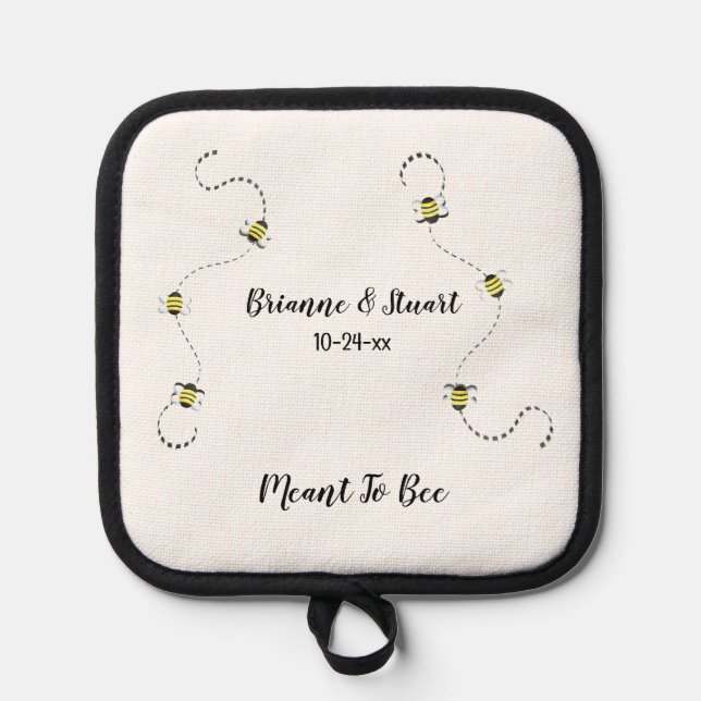 Bee Cool Customisable Text Meant To Bee Pot Holder (Front)