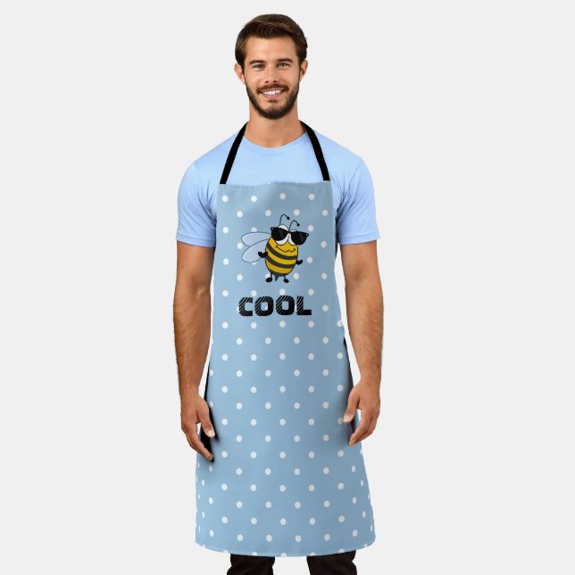 Bee Cool | Funny Trendy Bee Polka Dot Personalised Apron (Worn)