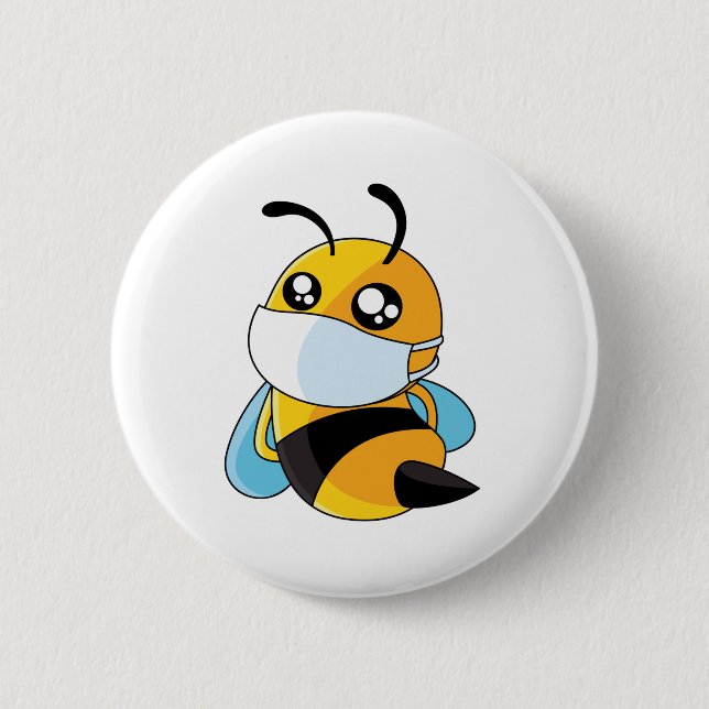 bee coronavirus 6 cm round badge (Front)