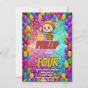 Bee custom character birthday invite