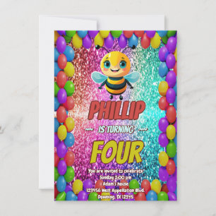 Bee custom character birthday invite