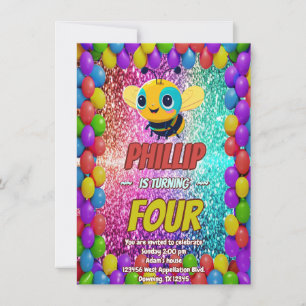 Bee custom character birthday invite