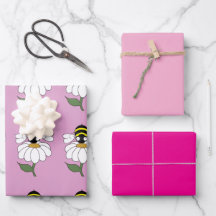 Bee Daisy Wrapping Paper Set