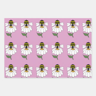 Bee Daisy Wrapping Paper (Set of 3)