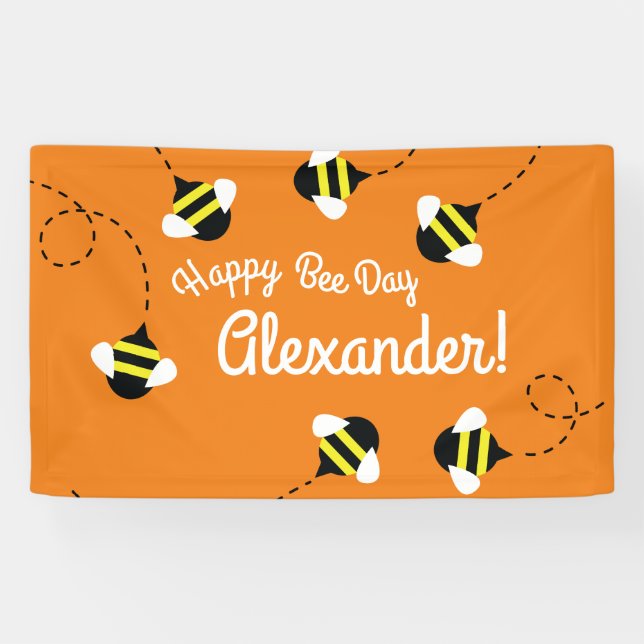 Bee Day 1st Birthday Party Banner Decor (Horizontal)
