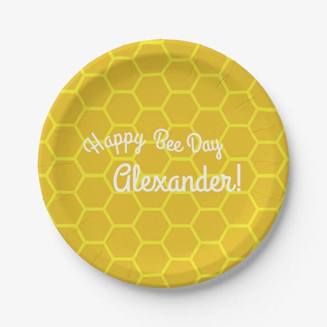 Bee Day Birthday Party Paper Plate (Front)