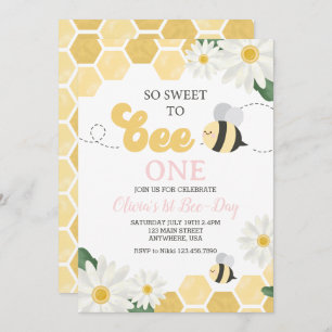 Bee Day bumblebee 1st Birthday Daisy Invitation