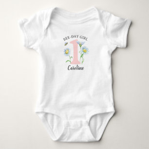 Bee-Day Girl Shirt/Bodysuit with Pink and Daisies Baby Bodysuit