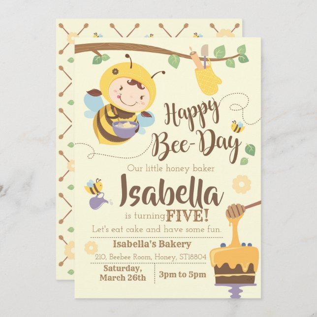 Bee-Day Party Invitation (Front/Back)