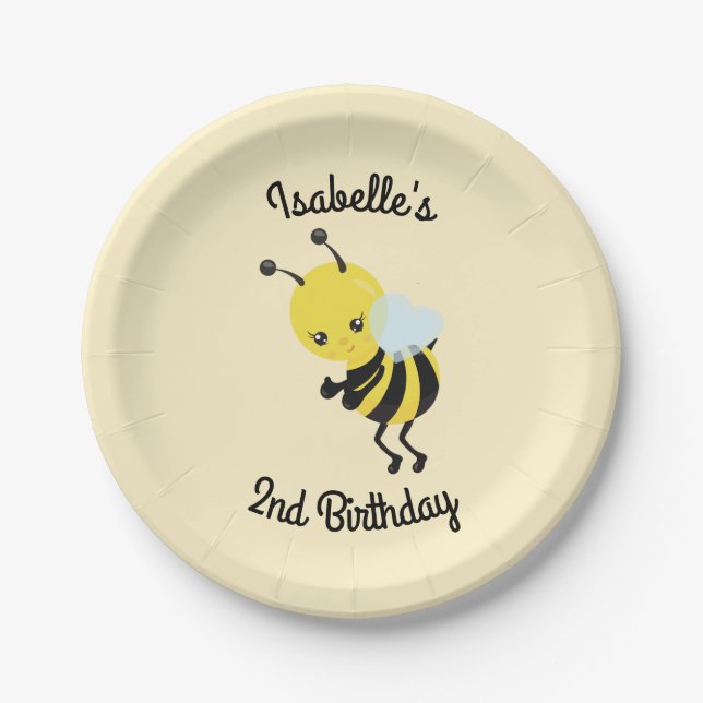 Bee-day Party Personalised Plates (Front)