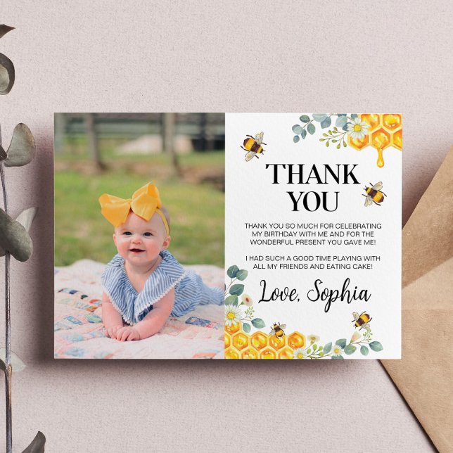 Bee Day Photo Thank You Card Bumble Bee (Creator Uploaded)